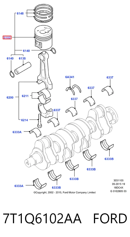Купити 013PI00151000 Mahle Original Поршень в комплекті на 1 циліндр, STD