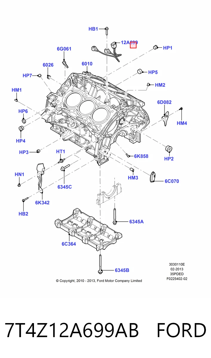 7T4Z12A699AB Ford Датчик детонації