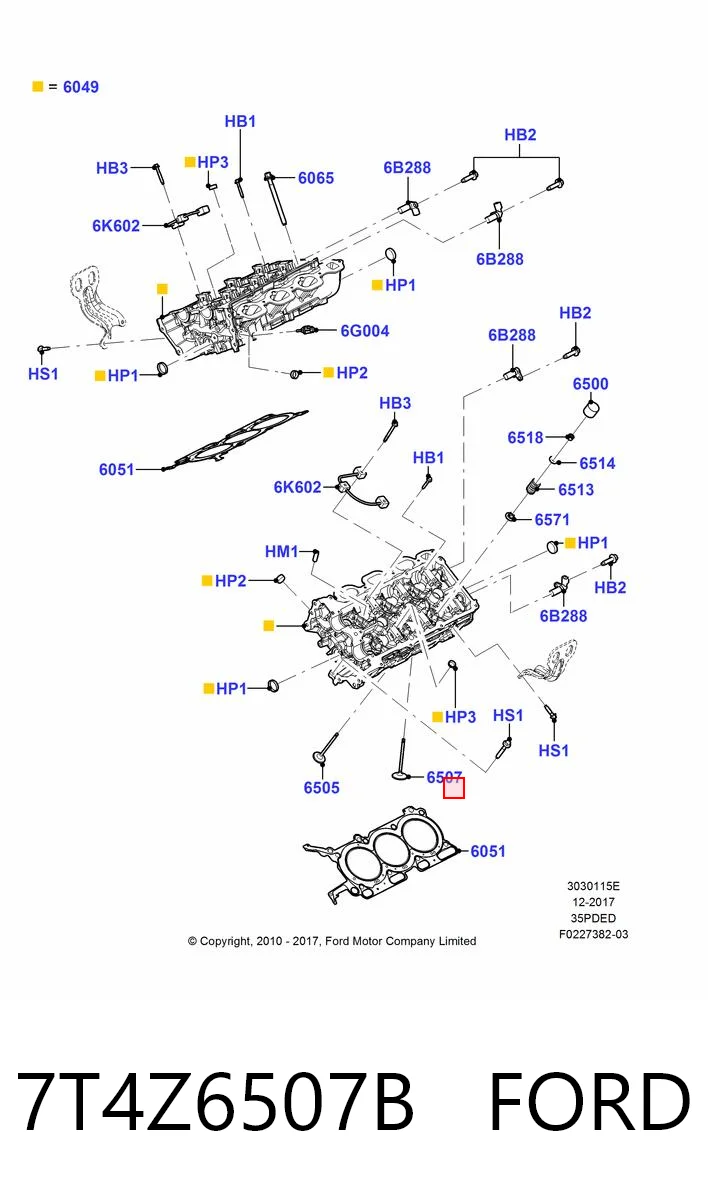 7T4Z6507B Ford Клапан впускний