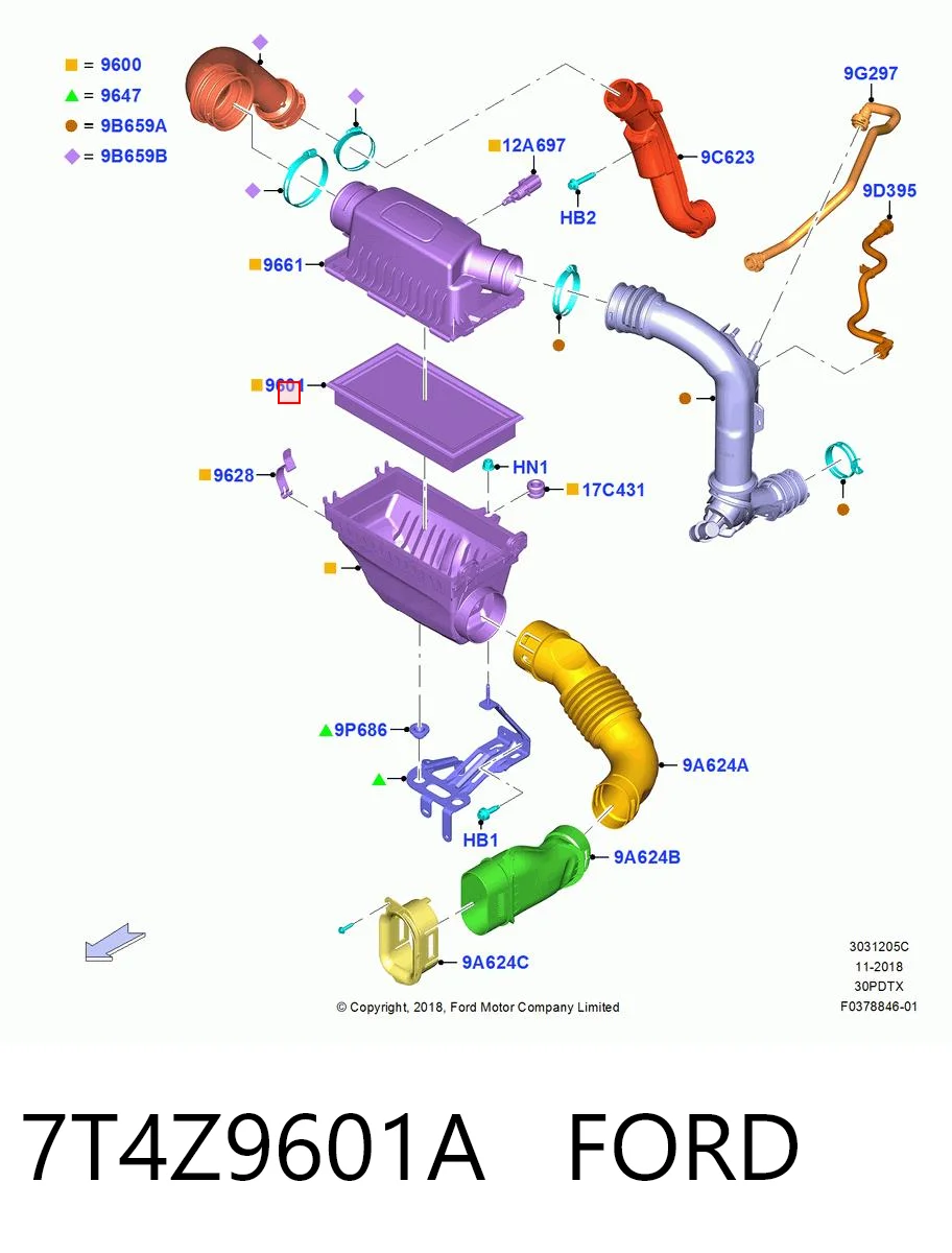 7T4Z9601A Ford Повітряний фільтр двигуна
