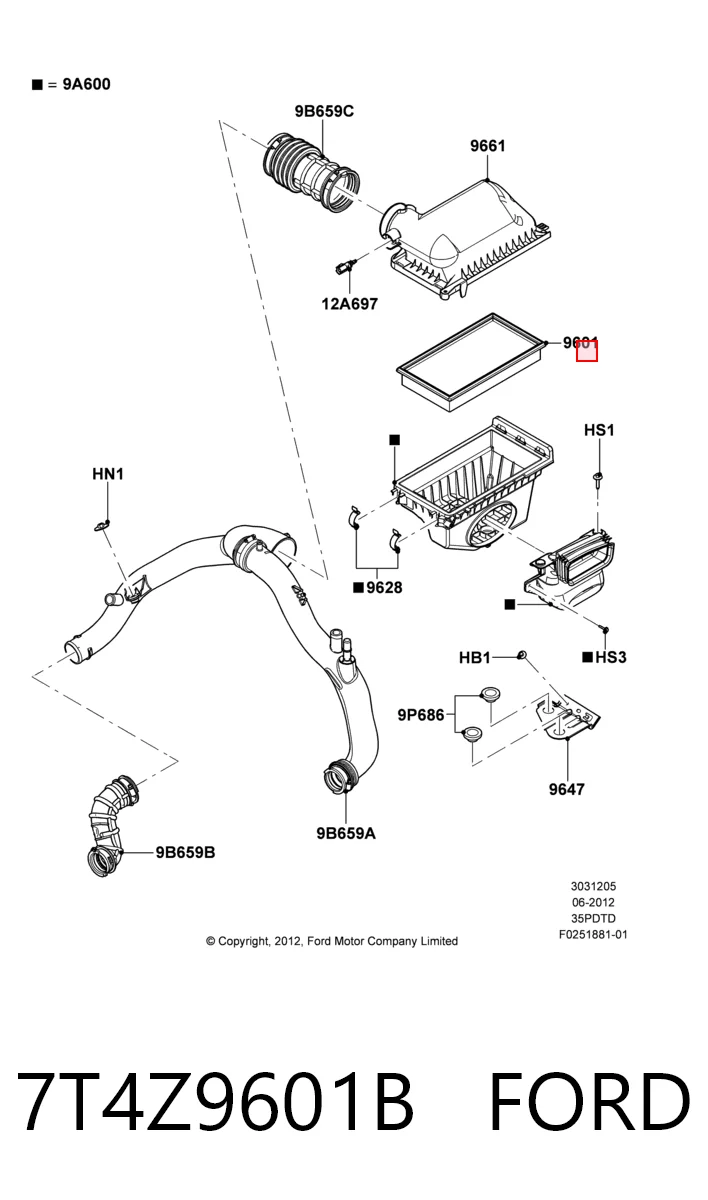 7T4Z9601B Ford Повітряний фільтр двигуна