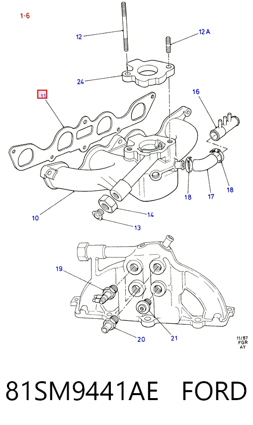  Прокладка впускного колектора Ford Escort 5
