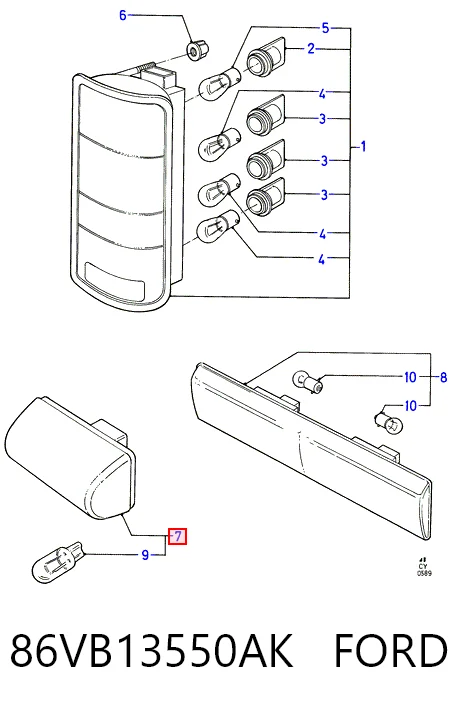 86VB13550AK Ford Ліхтар освітлення номерного знака