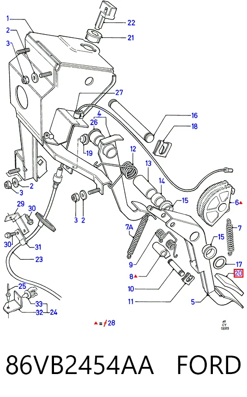 86VB2454AA Ford Накладка педалі зчеплення