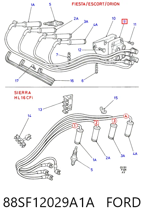 88SF12029A1A Ford Котушка запалювання
