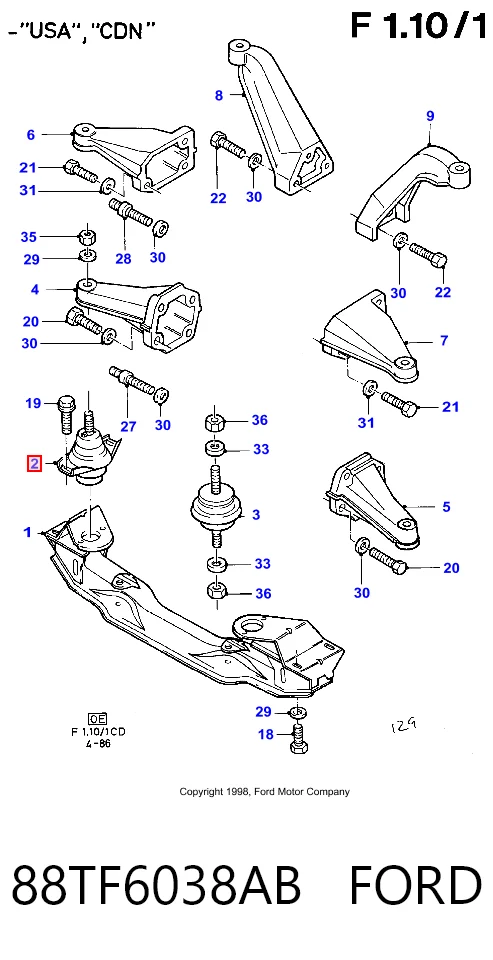 Подушка передньої опори двигуна на Ford Sierra I GBC