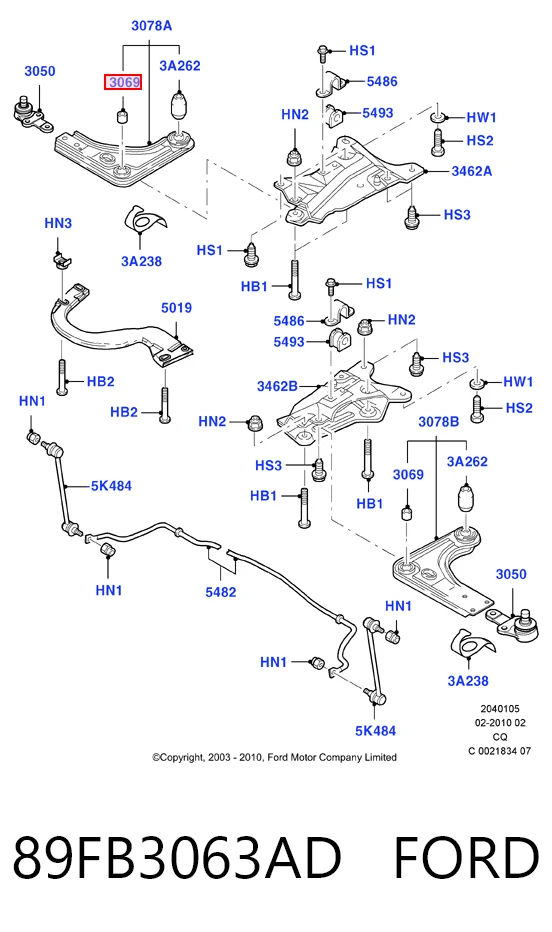 89FB3063AD Ford Сайлентблок переднього нижнього важеля