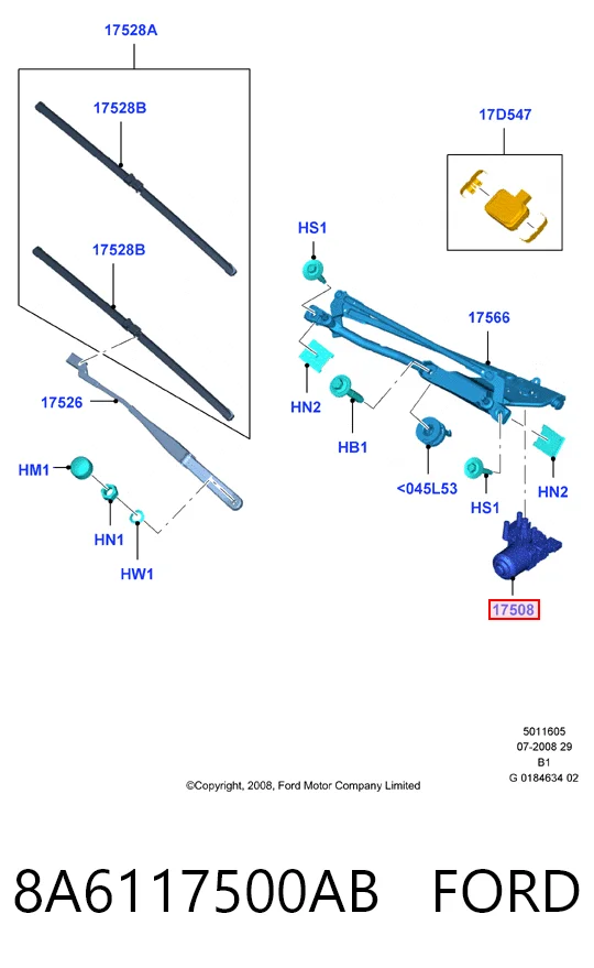 Мотор стеклоочищувача Hmpx HMP8A6117B571AB ціна, від 40.49 USD