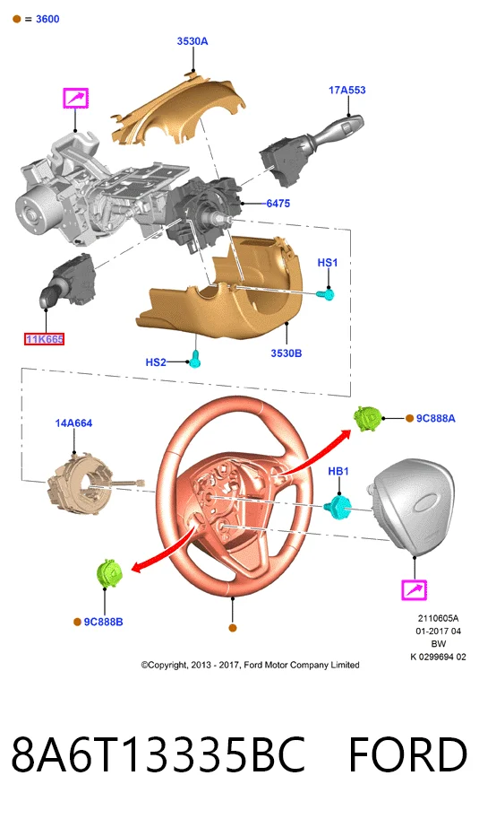8A6T13335BC Ford Перемикач підрульовий, лівий