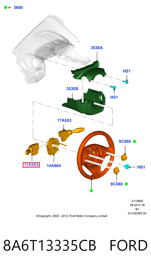 8A6T13335CB Ford Перемикач підрульовий, лівий