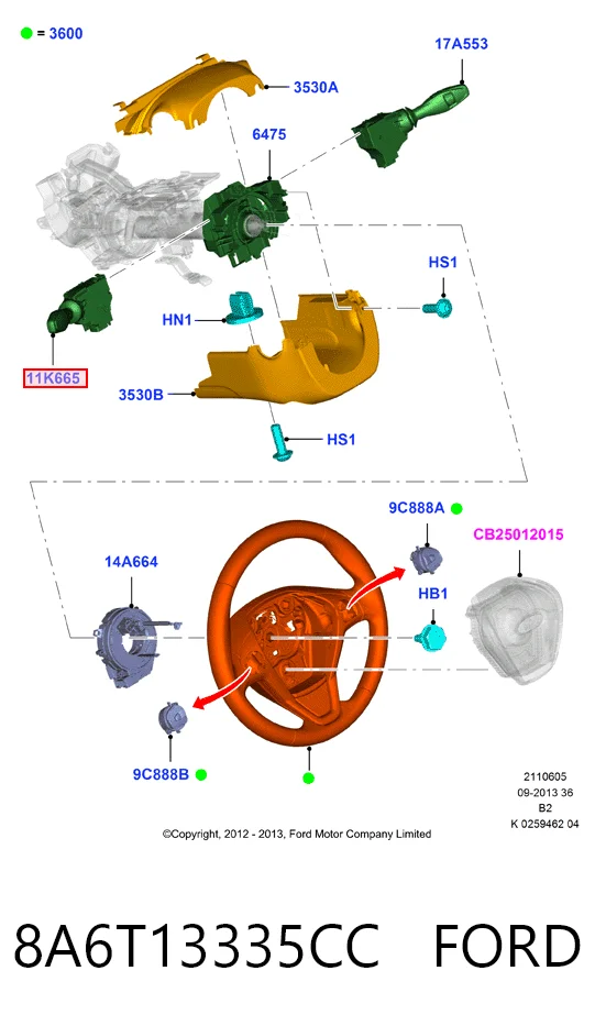8A6T13335CC Ford Перемикач підрульовий, лівий
