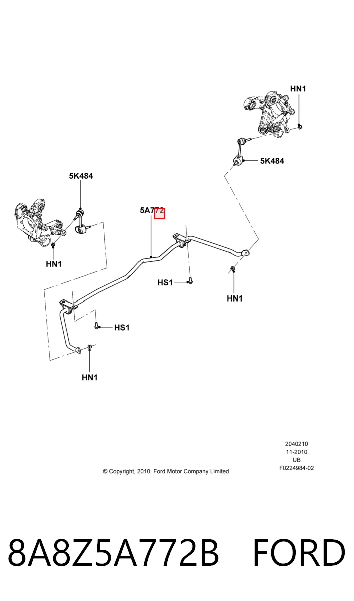 8A8Z5A772B Ford Стабілізатор задньої балки
