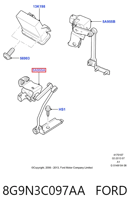 8G9N3C097AA Ford Датчик рівня положення кузова, передній