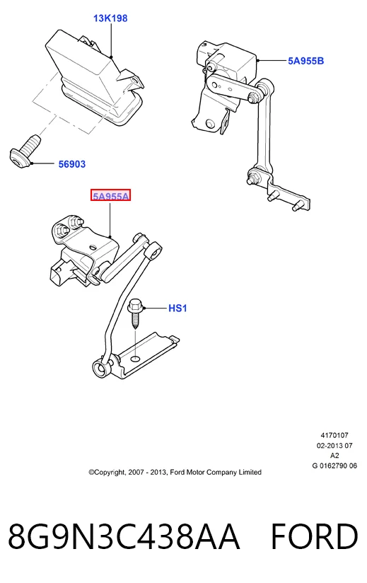 8G9N3C438AA Ford Датчик рівня положення кузова, передній