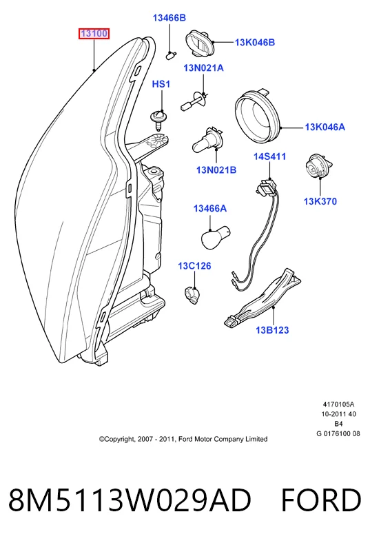 8M5113W029AD Ford Фара правая