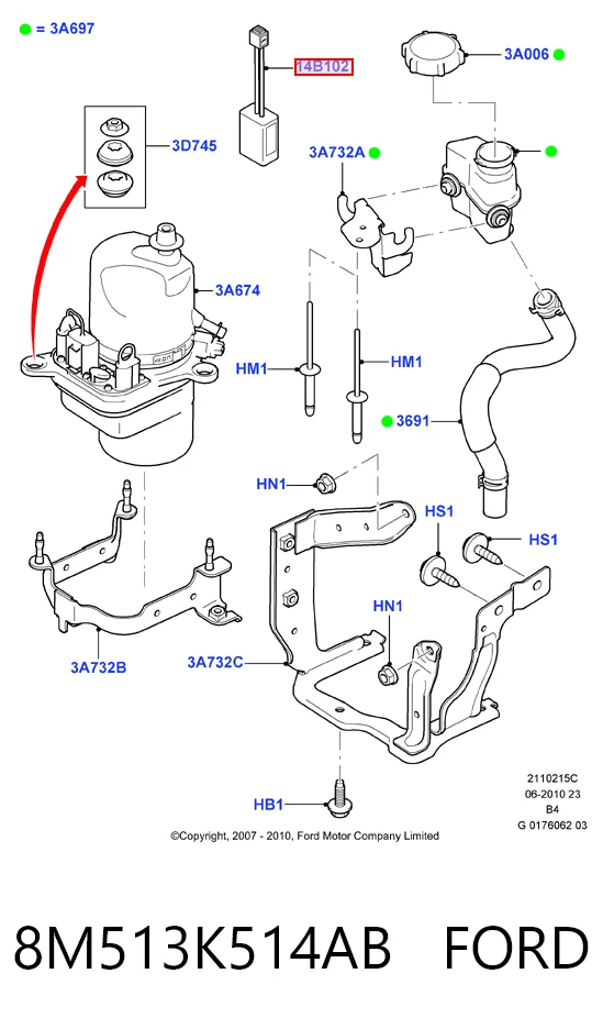 8M513K514AB Ford Насос гідропідсилювача