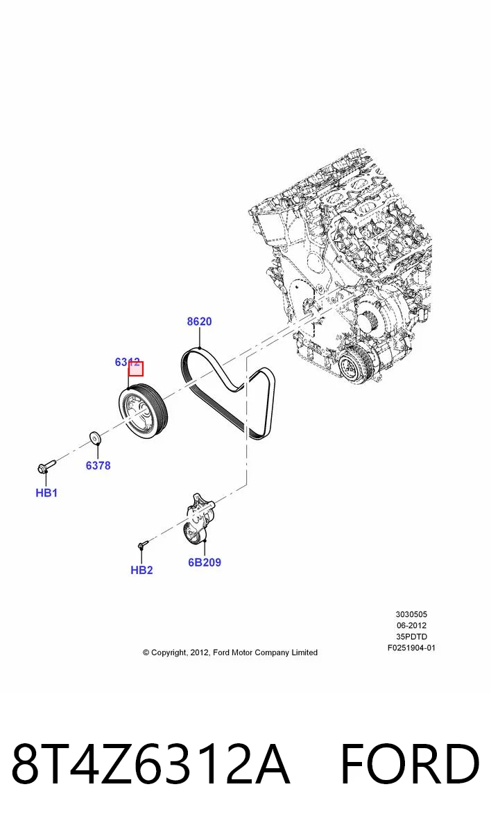 8T4Z6312A Ford Демпфер колінвалу