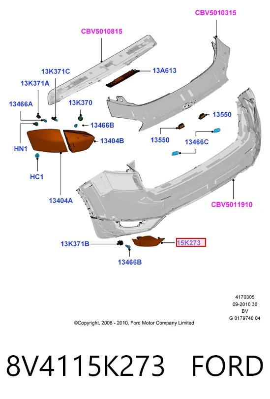 8V4115K273 Ford Протівотуманнка задня, ліва