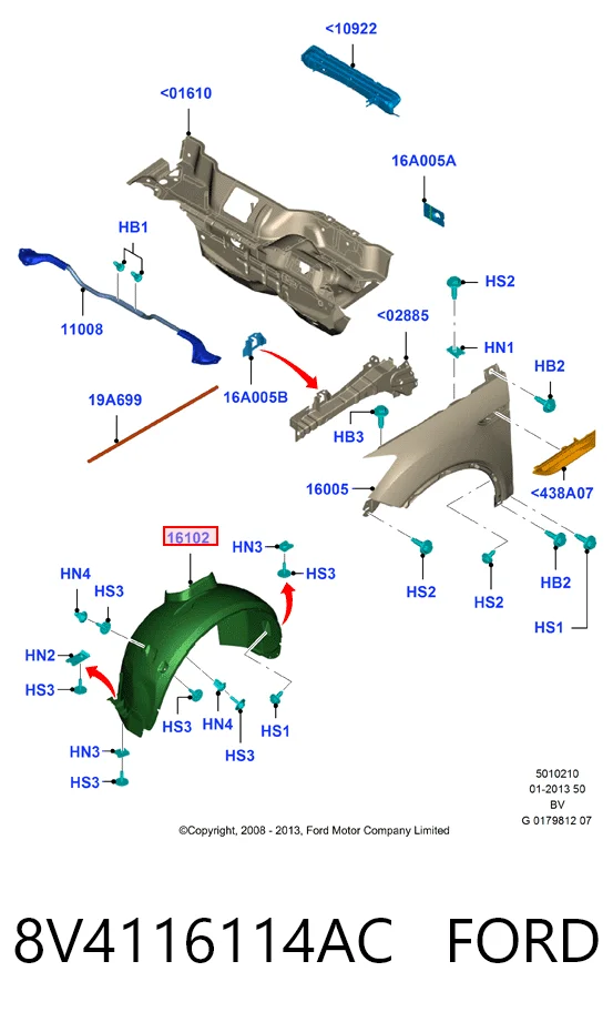 Купити TWN8V4116114AC Hmpx Підкрилок передній правий