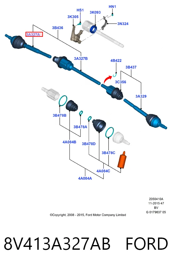 Купити 9V4N3A328AA Ford Піввісь права