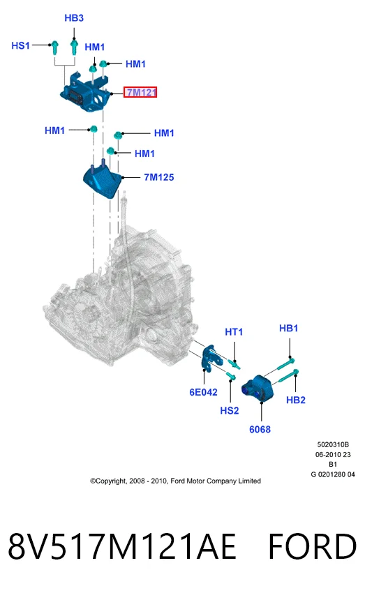 8V517M121AE Ford Ліва опора двигуна