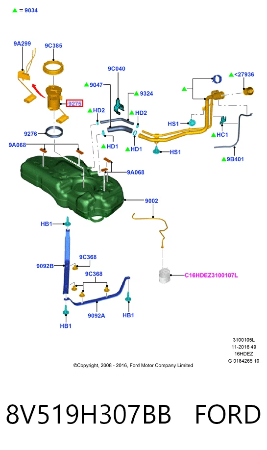8V519H307BB Ford Електробензонасос