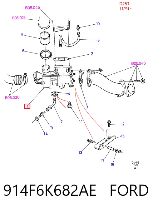914F6K682AE Ford Турбонаддув