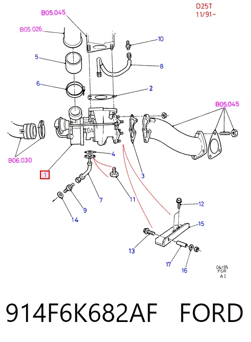 914F6K682AF Ford Турбонаддув