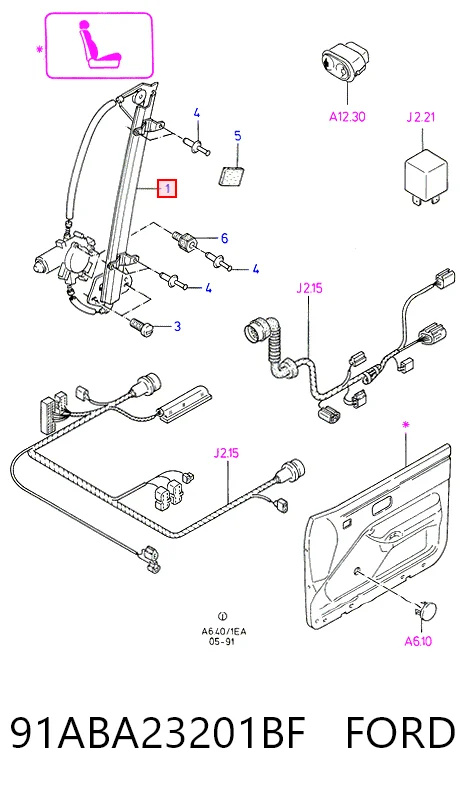 91ABA23201BF Ford Підйомник механічний вітрового скла