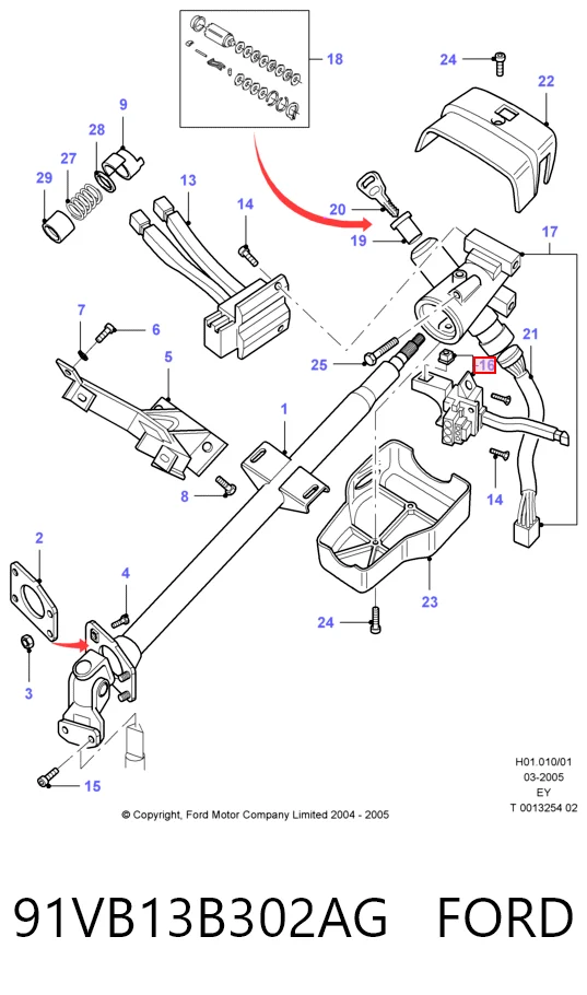 91VB13B302AG Ford Перемикач підрульовий, лівий