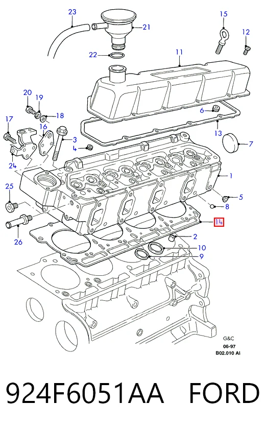Прокладка ГБЦ GLA0667980F Glaser