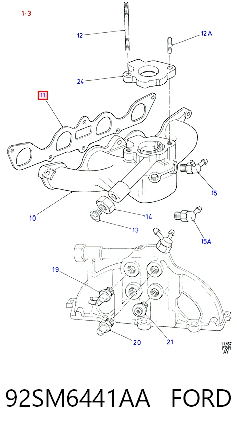 Прокладка колектору впуск Ford Escort V
