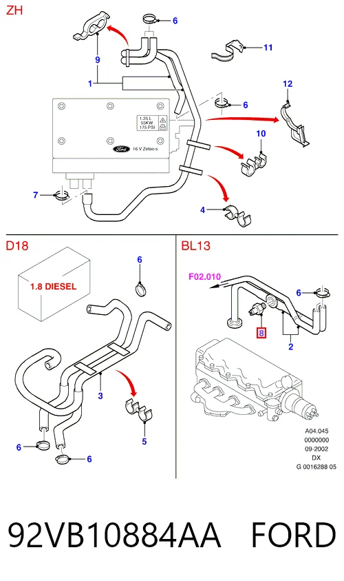 92VB10884AA Ford Покажчик температури охолоджуючої рідини