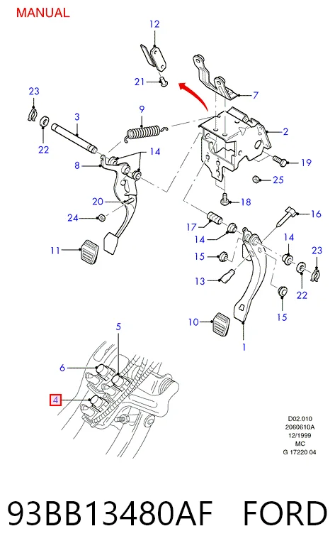 93BB13480AF Ford Лягушка стоп-сигналу