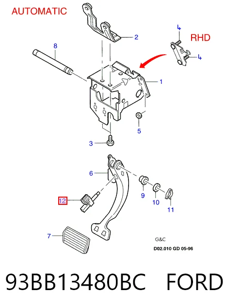 93BB13480BC Ford Лягушка стоп-сигналу