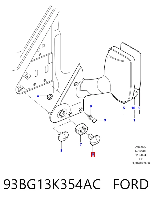 93BG13K354AC Ford Повторювач повороту в крило