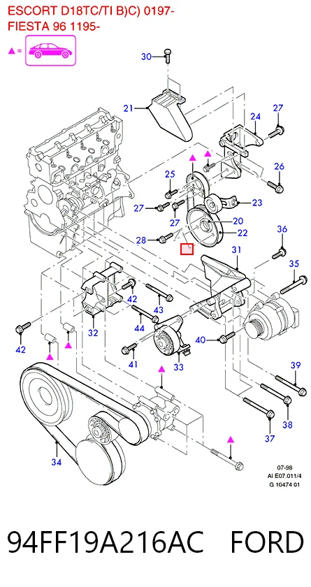 Натягувач приводного ременя Ford Escort VI