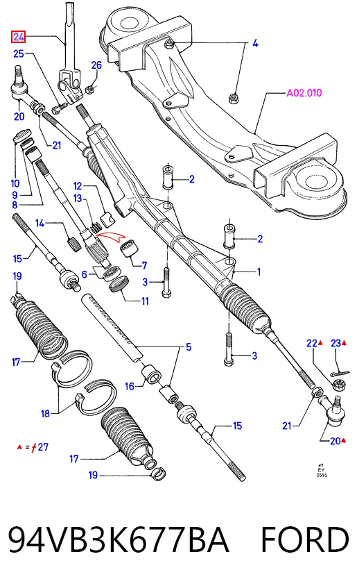 94VB3K677BA Ford Рульовий кардан нижній