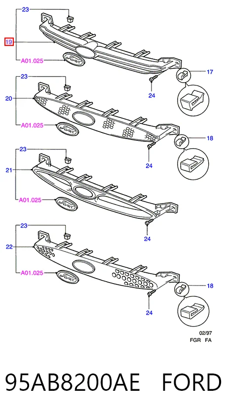  Решітка радіатора Ford Escort 7