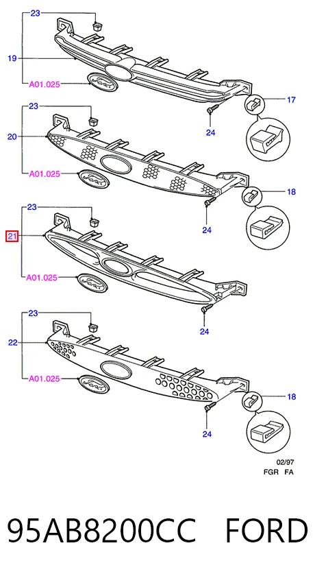 Купити Решітка радіатора Ford Escort VII GAL, ANL