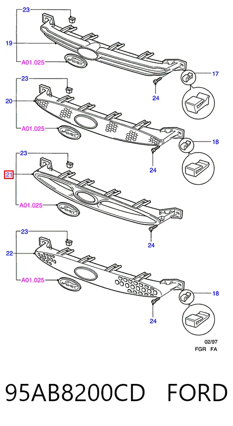 Купити Решітка радіатора Ford Escort VII GAL, ANL