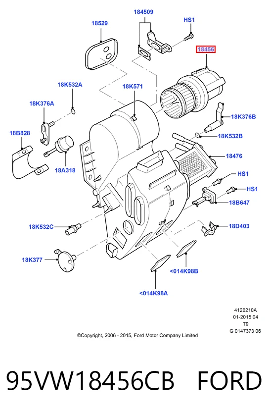 95VW18456CB Ford Електромотор пічки