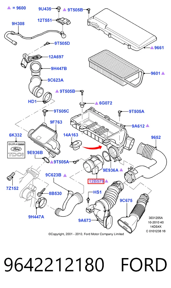 9642212180 Ford Датчик витрати повітря