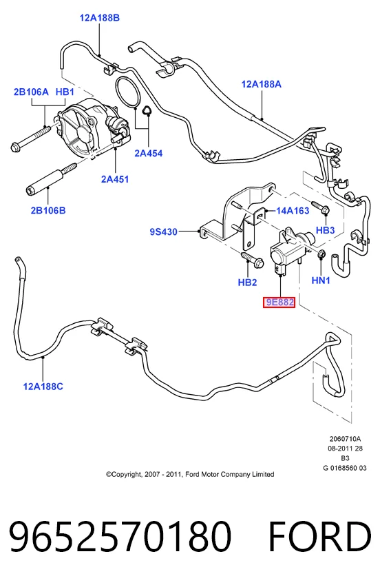 9652570180 Ford Клапан перетворювач тиску наддуву (соленоїд)