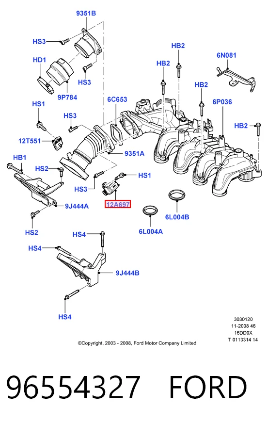 96554327 Ford Датчик температури повітряної суміші