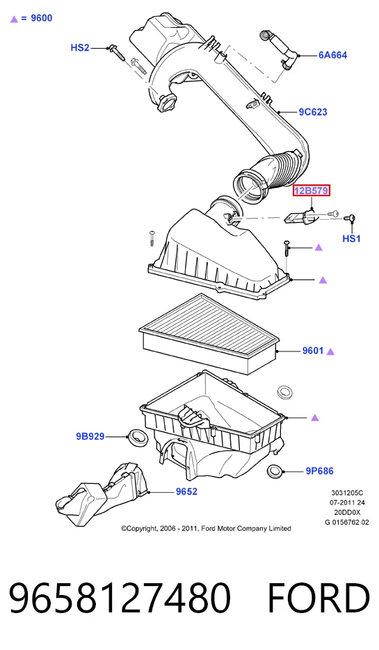 9658127480 Ford Датчик витрати повітря