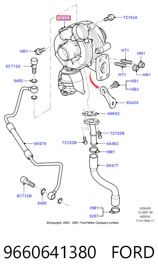 9660641380 Ford Турбонаддув