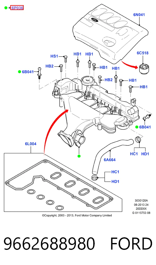 9662688980 Ford Кришка двигуна