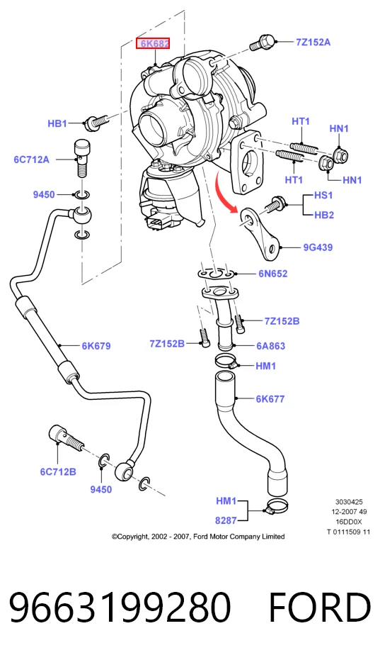 9663199280 Ford Турбонаддув