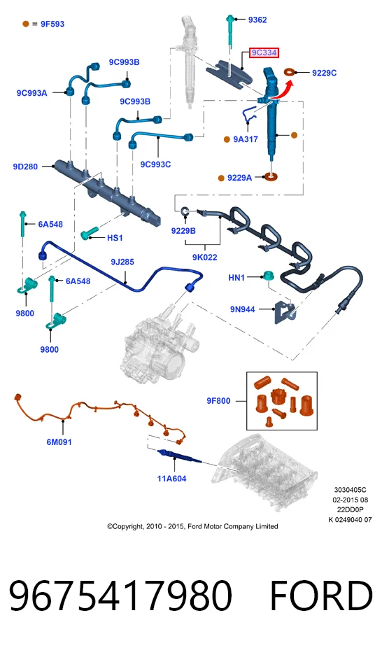 Тримач форсунки дизельної BK2Q9L535AE Ford